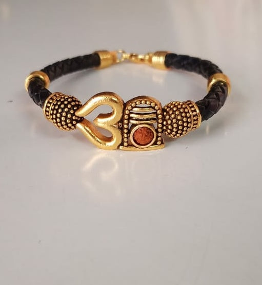 Unisex Om Shiva Leather Bracelet ANARO FASHIONS