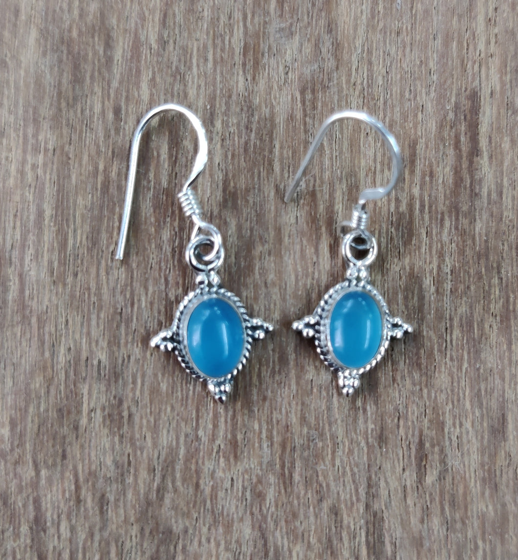 Blue Calcydon Sterling Silver 92.5 Earing ANARO FASHIONS