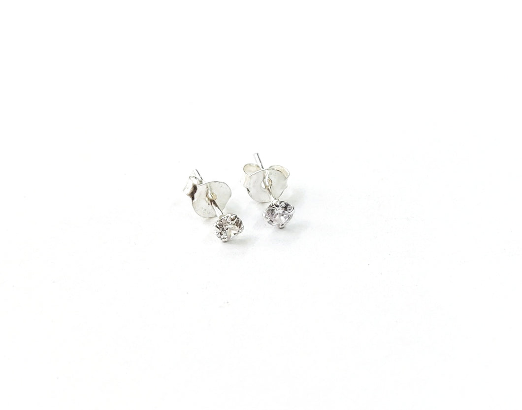 3mm Sterling silver 92.5 Zircon ear studs for upper / helix piercing ANARO FASHIONS