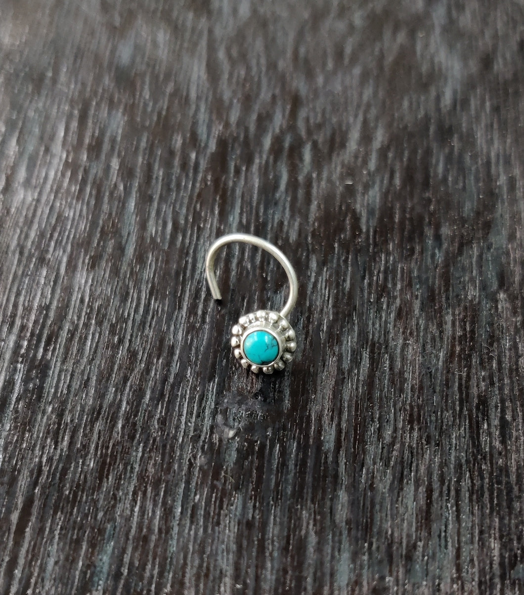 Sterling Silver 92.5 wire nosepin with semiprecious stones ANARO FASHIONS