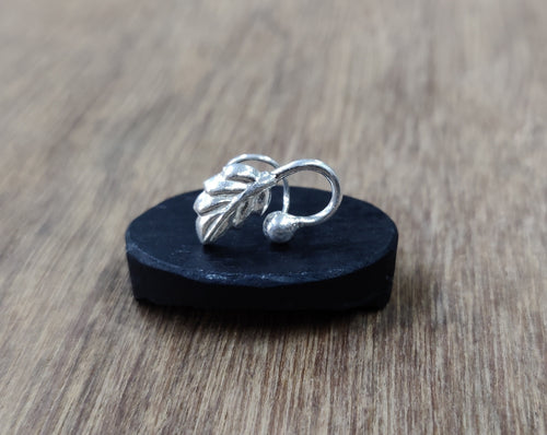 Leaf sterling silver 92.5 wire nosepin ANARO FASHIONS