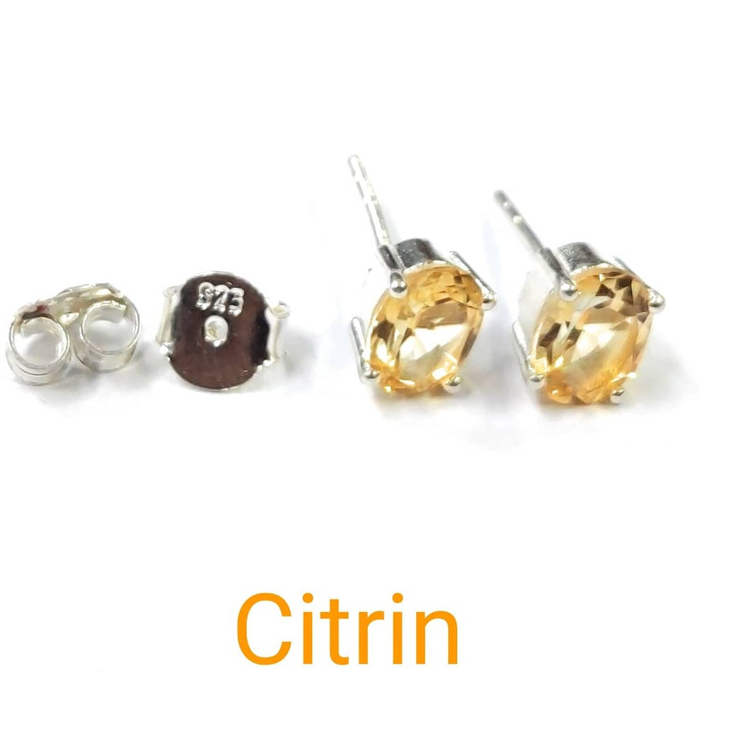 Citrine Stone Sterling Silver 92.5 Studs ANARO FASHIONS