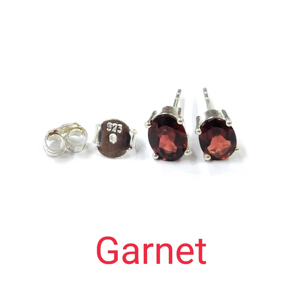 Garnet Stone Sterling Silver 92.5 Studs ANARO FASHIONS