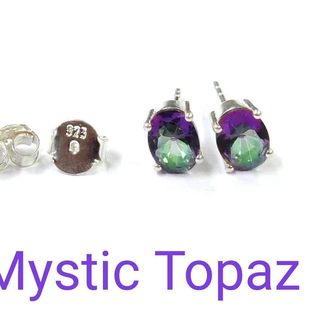 Mystic Topaz Stone Sterling Silver 92.5 Studs ANARO FASHIONS