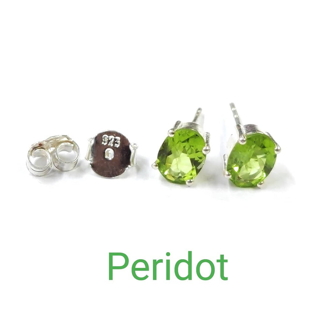 Peridot Stone Sterling Silver 92.5 Studs ANARO FASHIONS