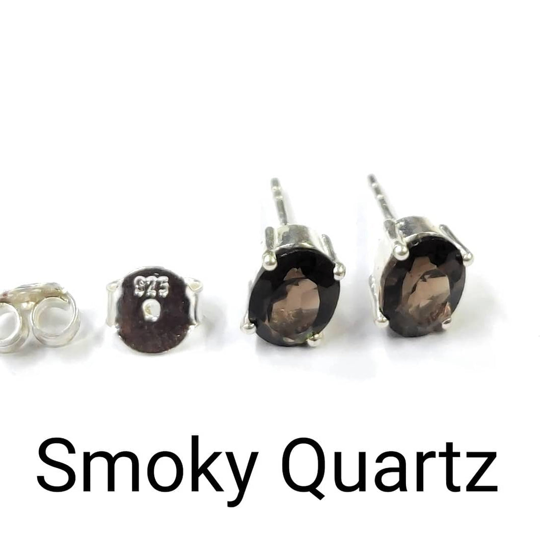 Smoky Quartz Stone Sterling Silver 92.5 Studs ANARO FASHIONS