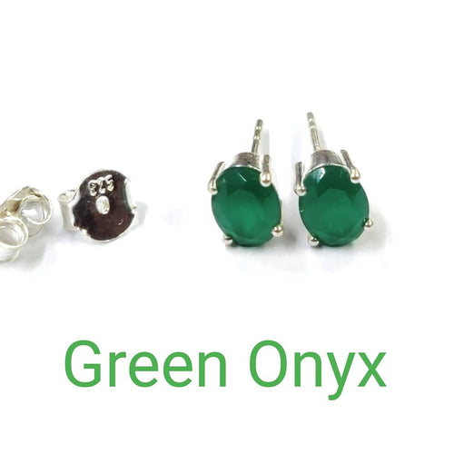 Green Onyx Stone Sterling Silver 92.5 Studs ANARO FASHIONS