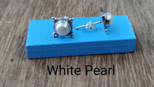 Load image into Gallery viewer, 13mm Semiprecious stone Ear Studs sterling Silver 92.5 ANARO FASHIONS

