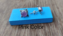 Load image into Gallery viewer, 13mm Semiprecious stone Ear Studs sterling Silver 92.5 ANARO FASHIONS
