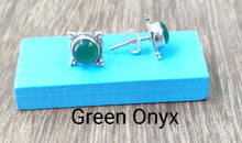 Load image into Gallery viewer, 13mm Semiprecious stone Ear Studs sterling Silver 92.5 ANARO FASHIONS
