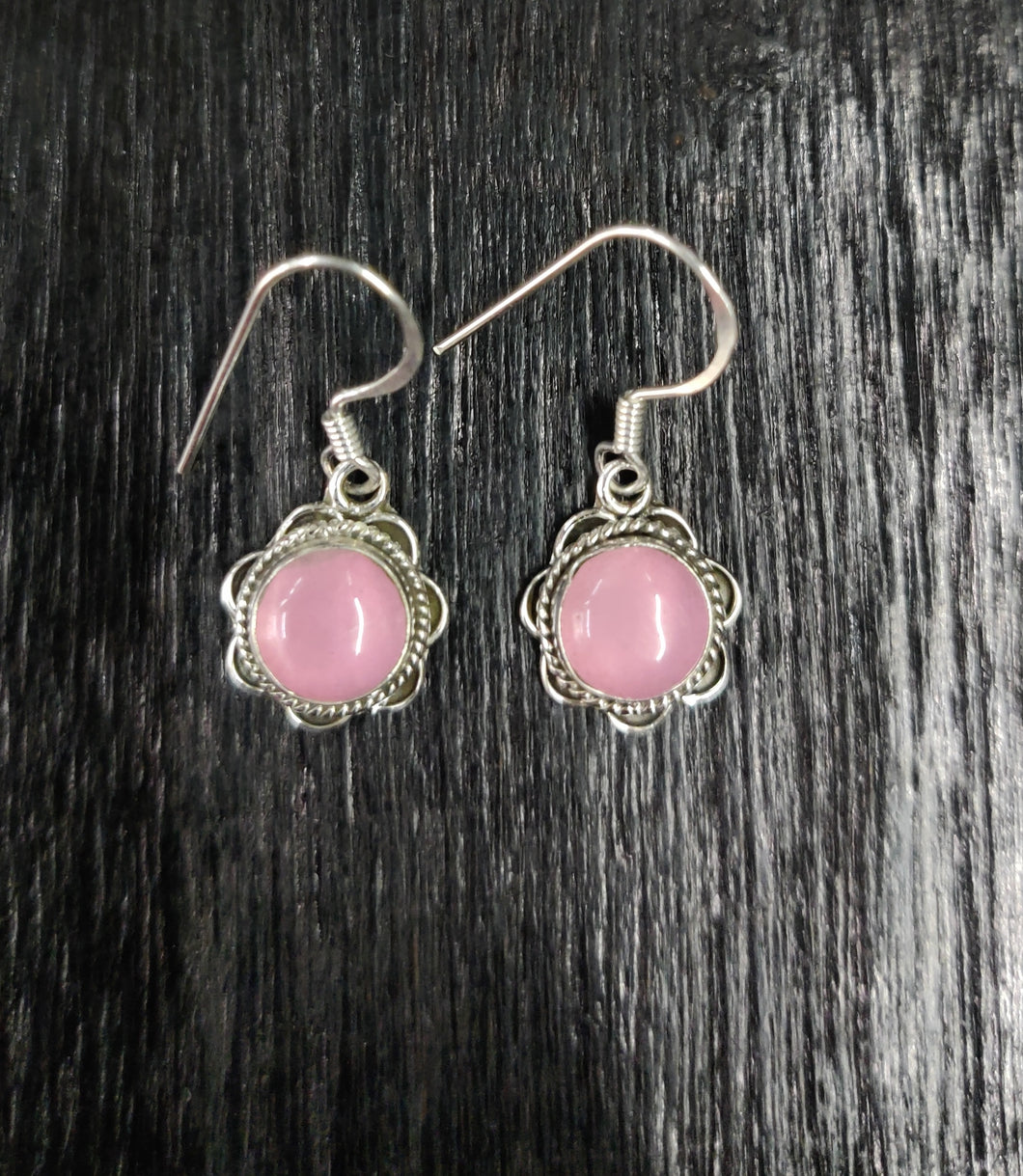 Flower  Pink Color Sterling Silver 92.5 Earing ANARO FASHIONS