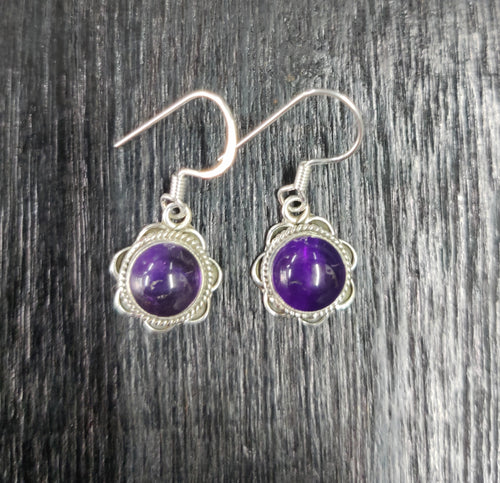 Flower Amethyst Purple Sterling Silver 92.5 Earing ANARO FASHIONS