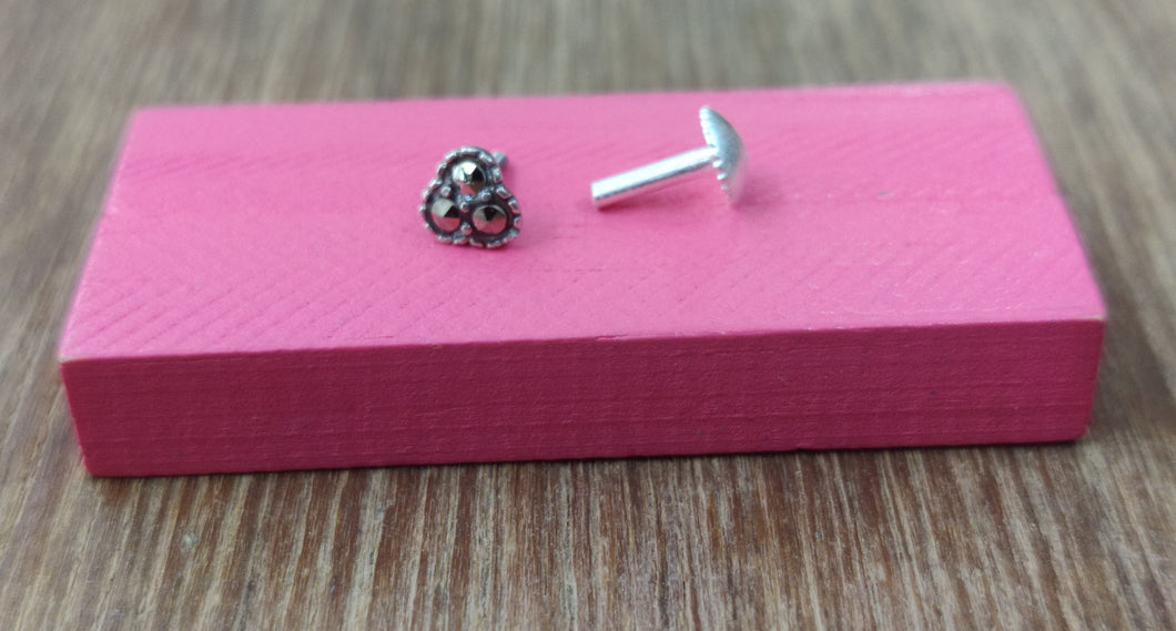 Mercasite Screw sterling Silver nosepin