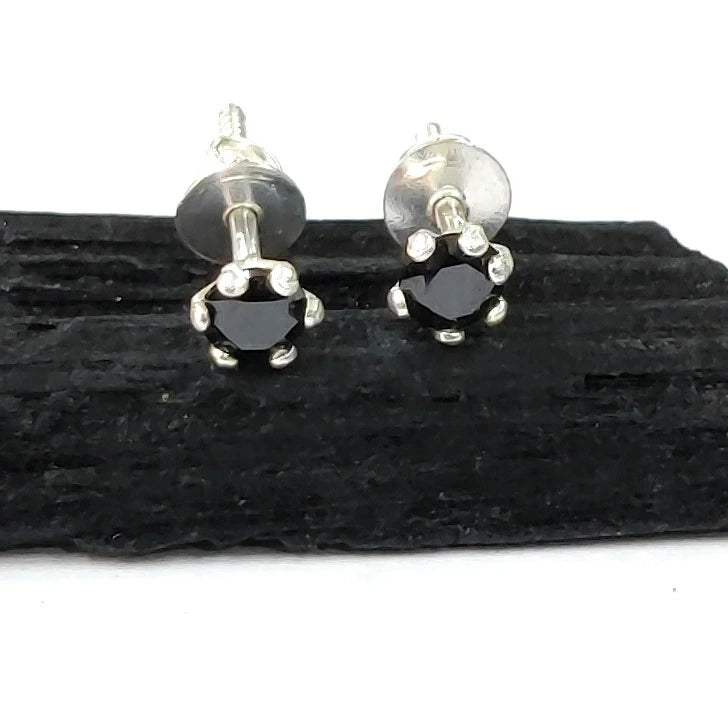 Black 5mm zircon Screw Sterling Silver 92.5 Studs