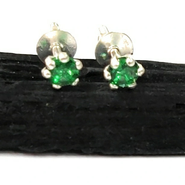 Green 5mm zircon Screw Sterling Silver 92.5 Studs