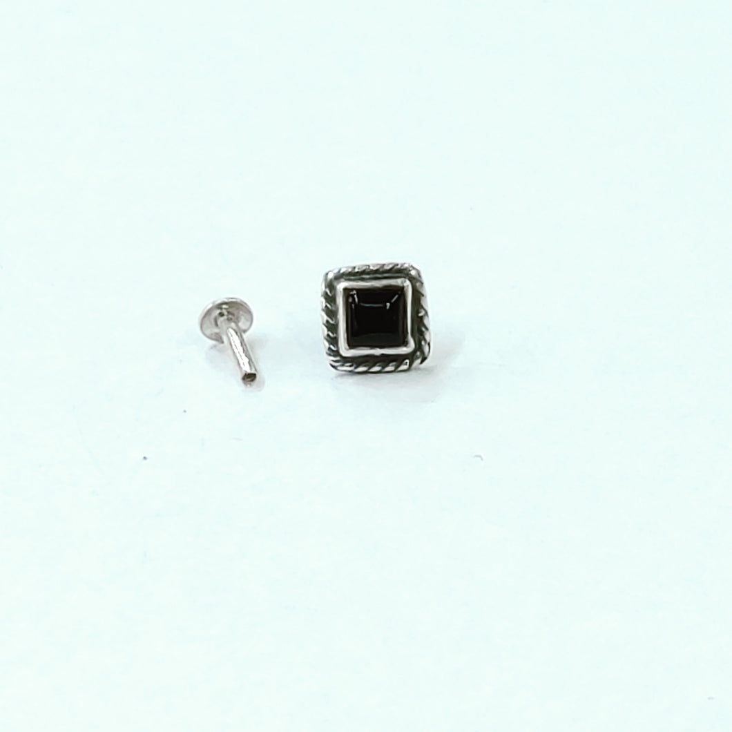 Handmade 6mm square Screw sterling Silver nosepin