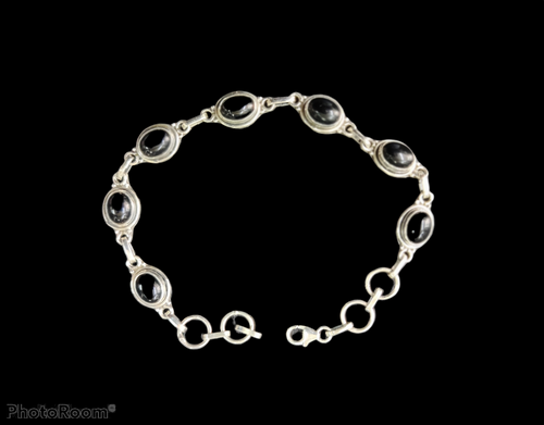 Black Onyx Bracelet Sterling Silver 92.5 ANARO FASHIONS