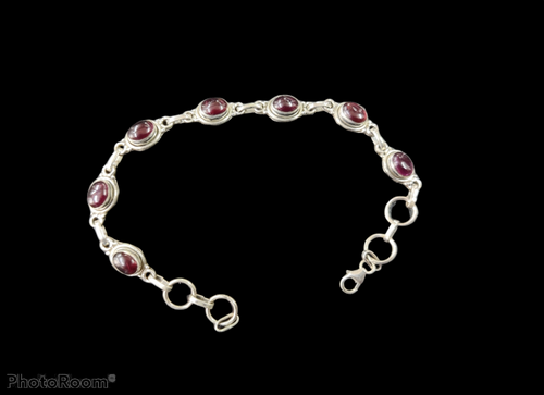 Garnet Maroon Stone Bracelet Sterling Silver 92.5 ANARO FASHIONS