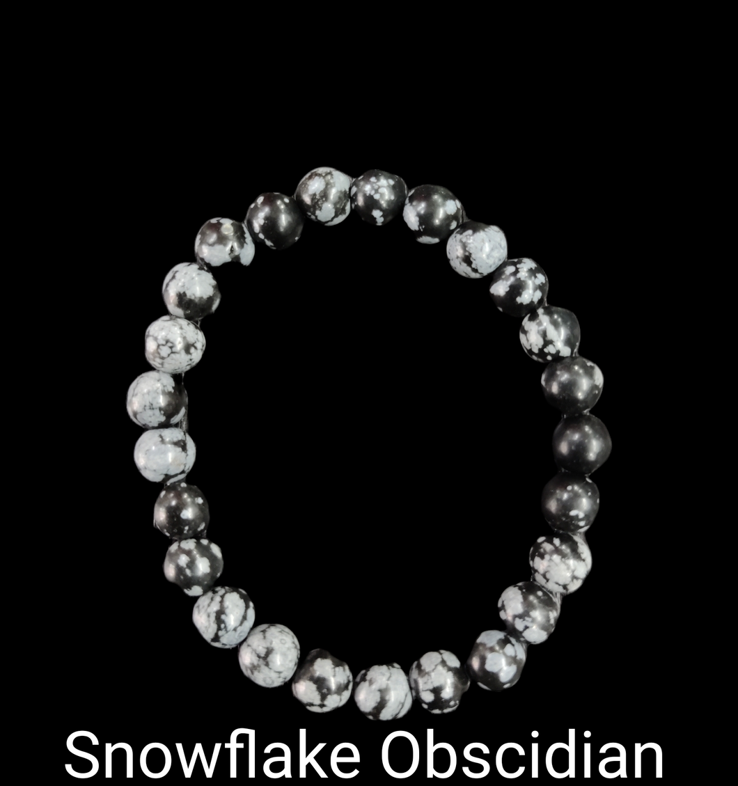 Snowflake Obsicidian Uinisex Stone Bracelet