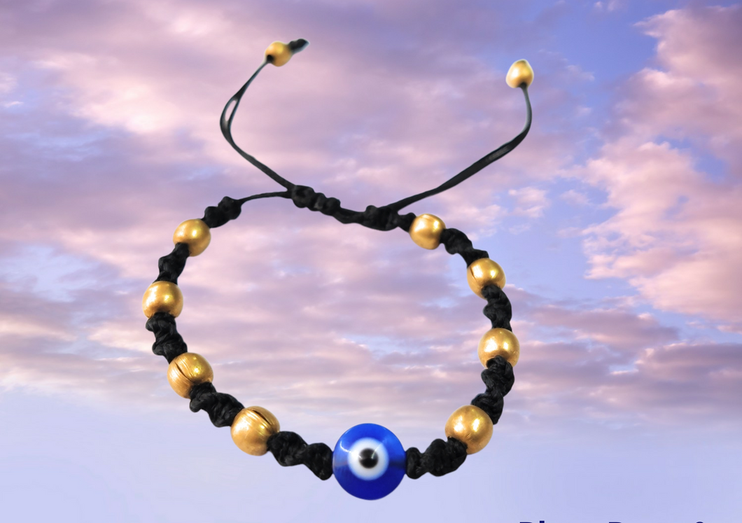 Unisex Bracelet Handmade Evil Eye and Brass beads Bracelet