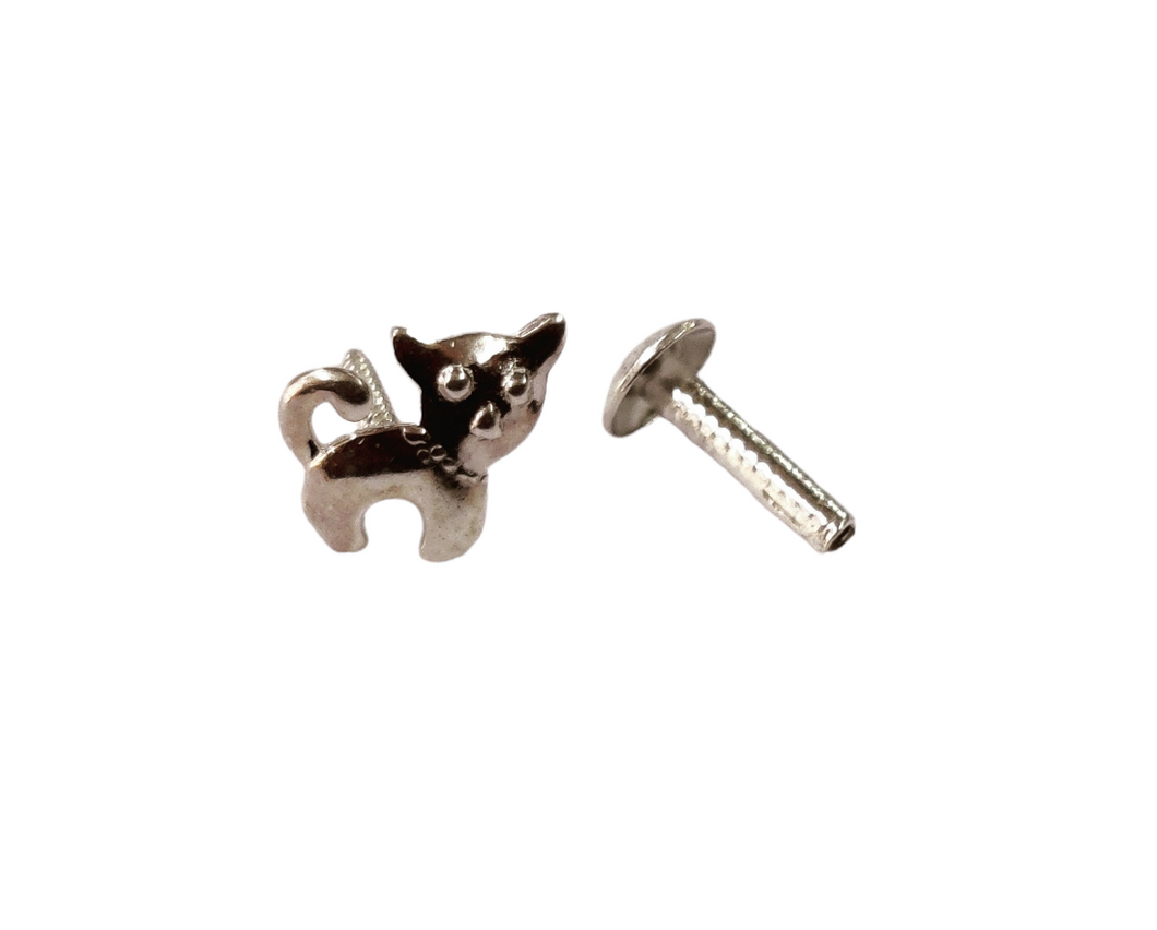 Cat Screw sterling Silver nosepin