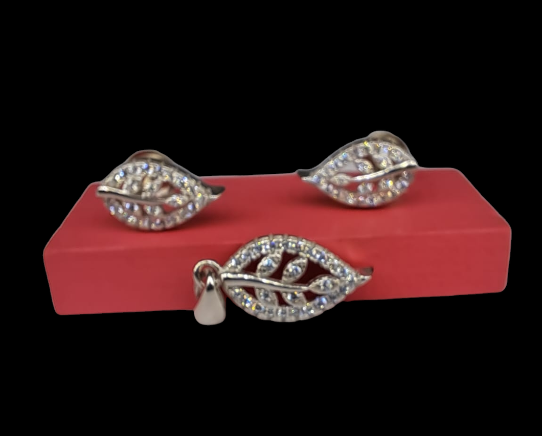 Leaf Zircon Sterling Silver 92.5 Set