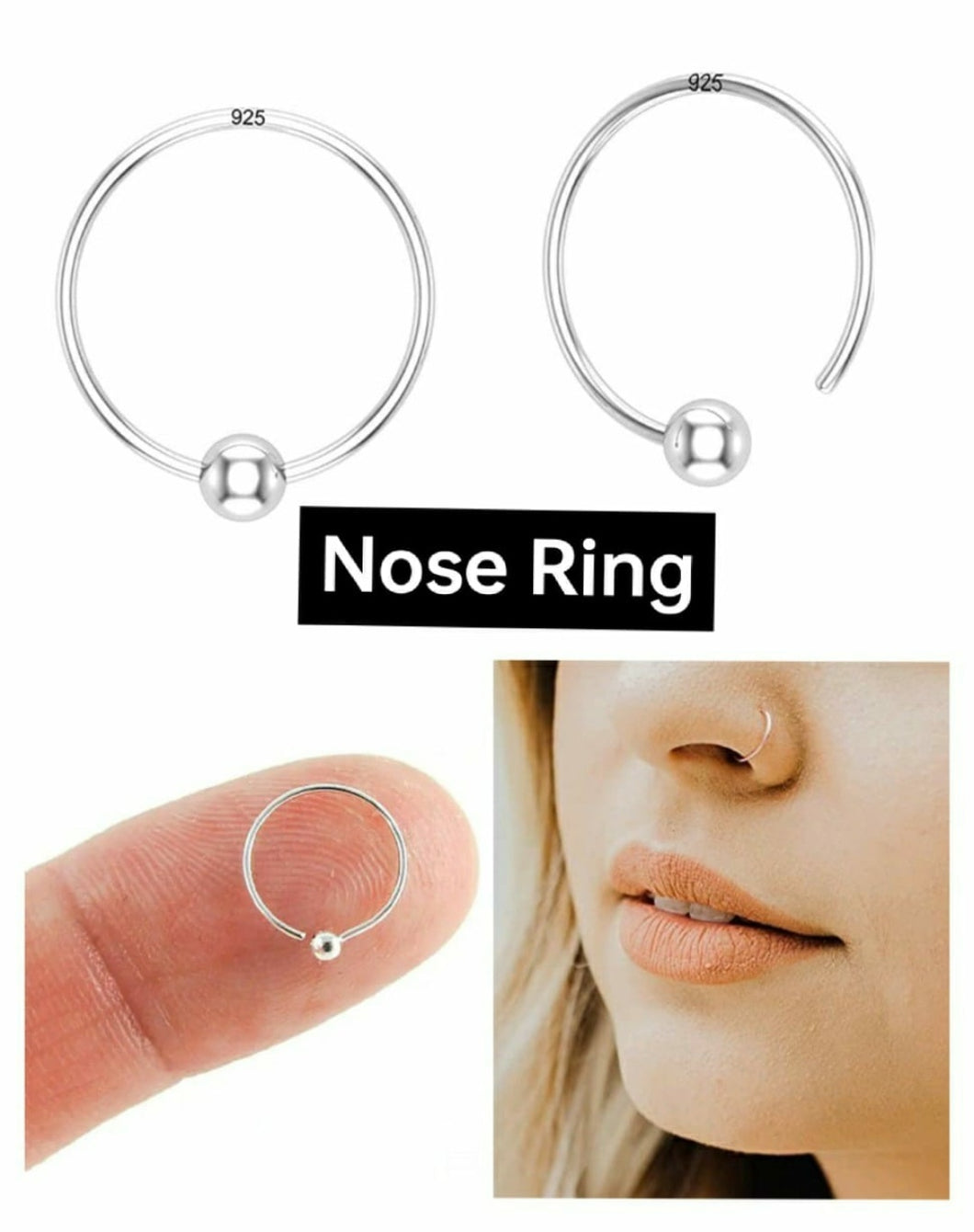 Sterling Silver 92.5 Nosering ANARO FASHIONS