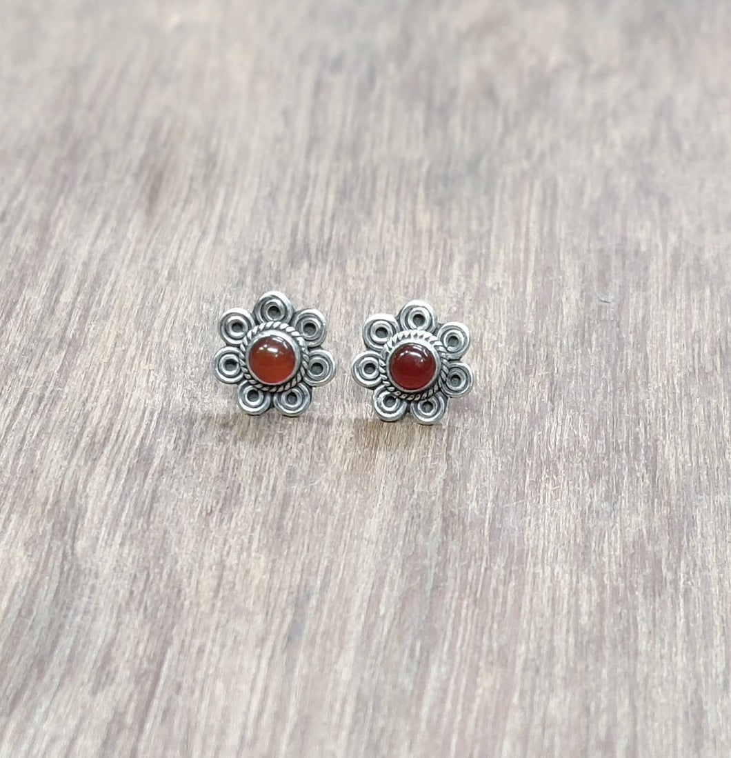 15mm Sterling Silver Maroon Studs 92.5 ANARO FASHIONS