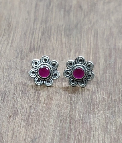 15mm Sterling Silver Ruby pink Studs 92.5 ANARO FASHIONS