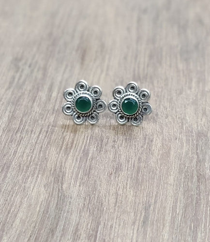 15mm Sterling Silver Green Studs 92.5 ANARO FASHIONS