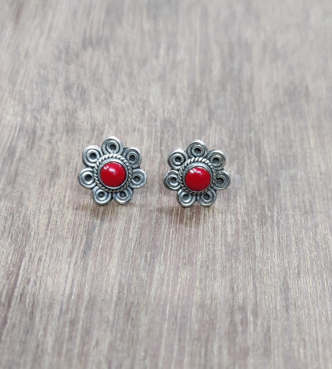 15mm Sterling Silver Red Studs 92.5 ANARO FASHIONS