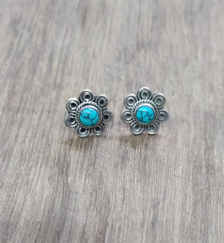 15mm Sterling Silver Blue Studs 92.5 ANARO FASHIONS