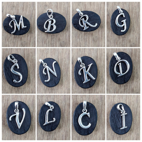 Unisex Sterling Silver 92.5 Alphabet Pendant ANARO FASHIONS